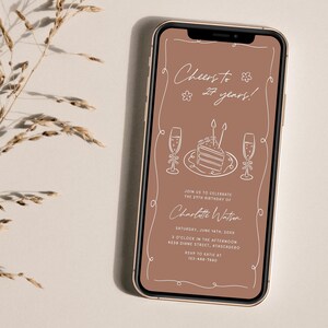 Birthday Digital Invitation Canva Template, Handdrawn Birthday Evite, Digital Invitation Template, Electronic Invitation, Retro Birthday