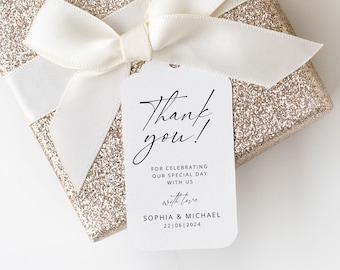 SOPHIA Minimalist Thank You Tag Template, Wedding Favor Tag, Printable Gift Tag, Editable Tag, Bridal Shower Favor Tag, Instant Download