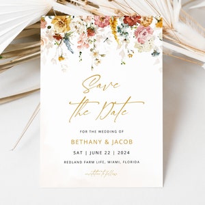 BETHANY Save the Date Template, Floral Wedding Invite, Save the Date Card, Barn Wedding, Wedding Invitation, Corjl Template Instant Download image 3