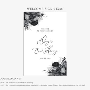 ONYX Boho Welcome Sign Template, Wedding Welcome Sign, Editable Sign, Instant Download, Black And White Welcome Sign, Printable Wedding Sign image 4