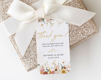 BETHANY Thank You Tag Template, Floral Wedding Favor Tag, Printable Gift Tag, Editable Gift Tag, Bridal Shower Favor Tag, Instant Download