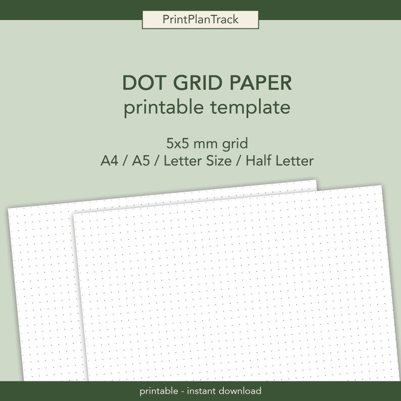 Dot Grid Printable Template A4 A5 Letter and Half Letter - Etsy
