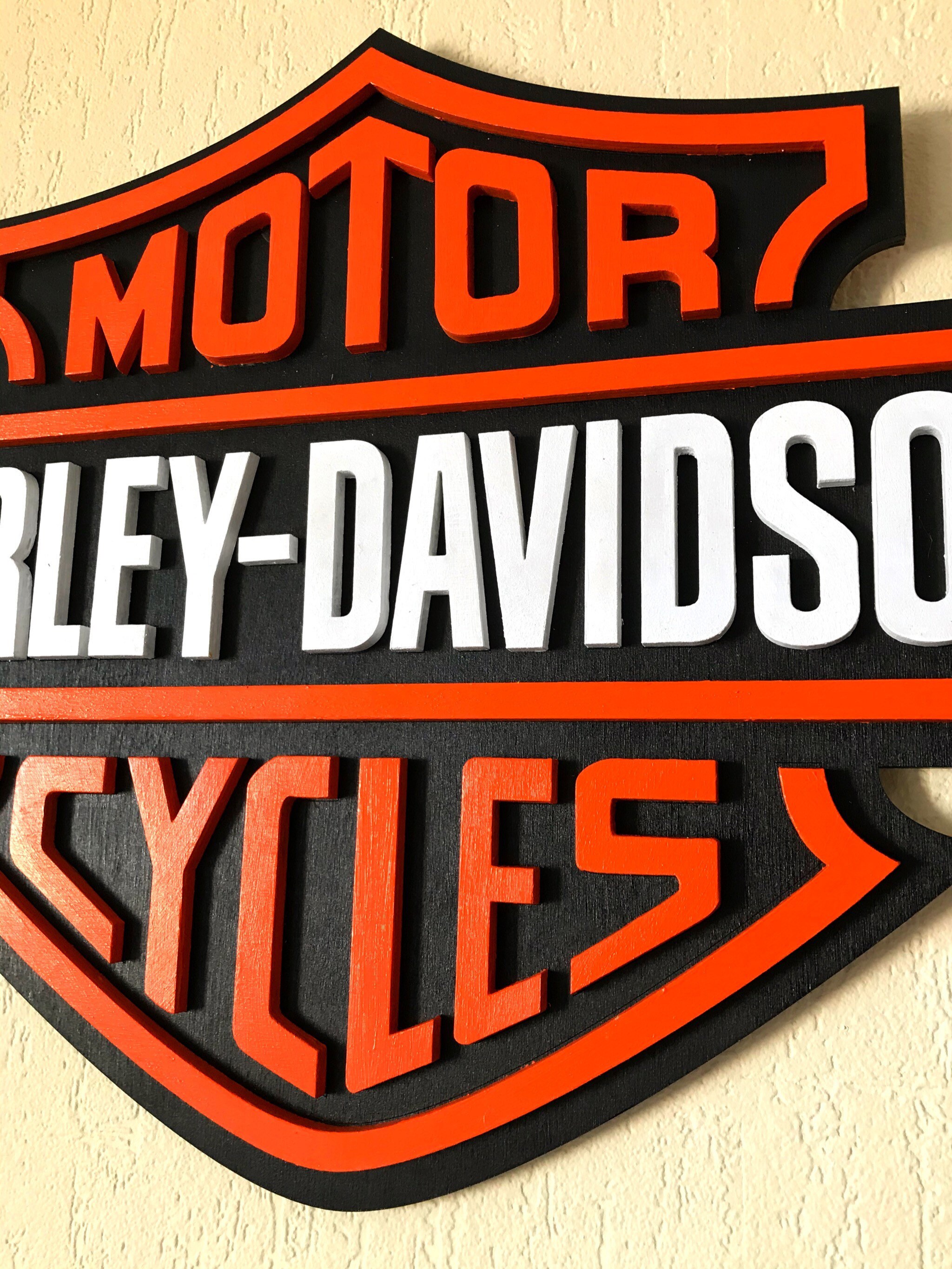 Harley Davidson wooden sign 3D logo gift | Etsy
