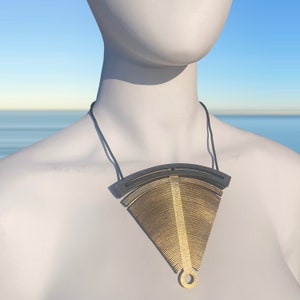 Leather Laser cut + Wood MIRAGE pendant with adjustable rubber cord