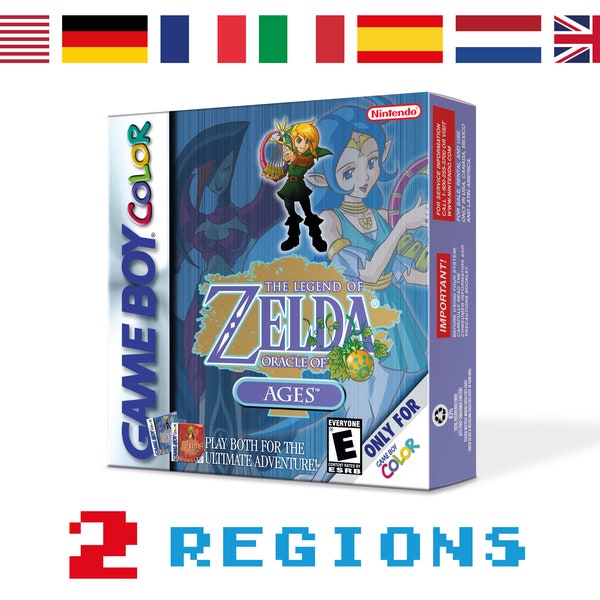 The Legend of Zelda Oracle of Ages Ersatzbox für Game Boy Nintendo - 2 Regionen - HQ - Innenschale & Schutzhülle