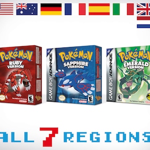 Pokemon Ruby Sapphire Emerald for Game Boy Nintendo - 7 Regions - HQ - Inner Trays & Protector Cases