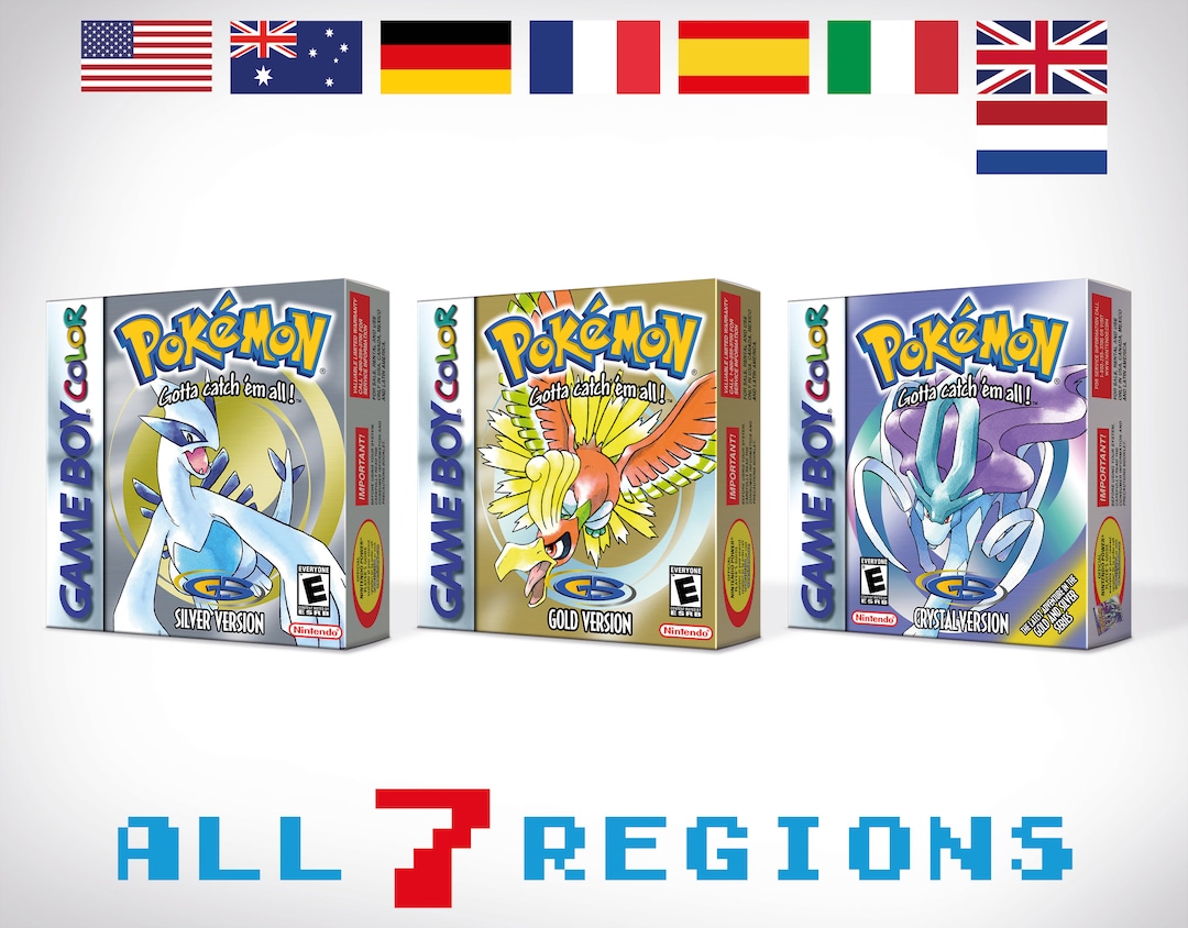 Pokemon Silver Gold Crystal for Game Boy Nintendo Regions HQ