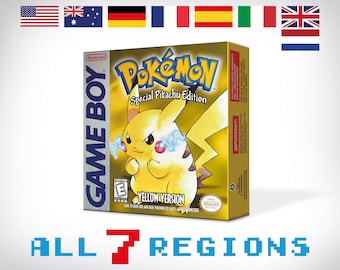 Pokemon Gelbe Ersatzbox für Game Boy Nintendo - 7 Regionen - HQ - Innenschale & Schutzhülle