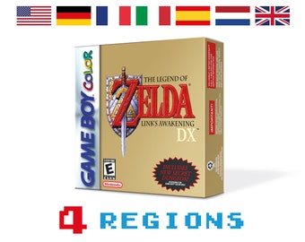 The Legend of Zelda Link's Awakening DX Ersatzbox für Game Boy Nintendo - 4 Regionen - HQ - Innenschale & Schutzhülle