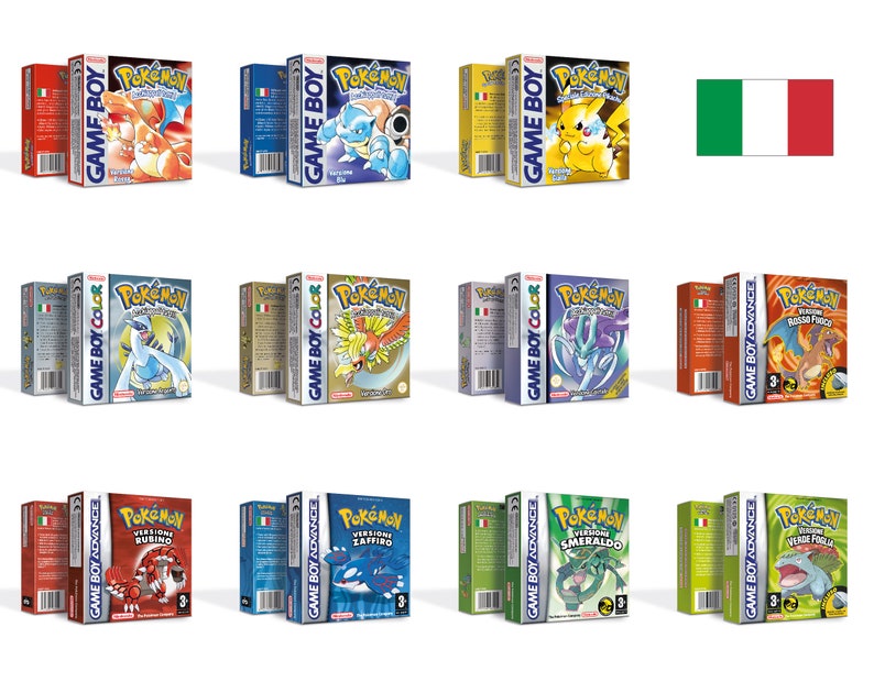 Pokemon 11 Versioni Scatole per Game Boy Nintendo 7 Regioni HQ Vassoi interni e custodie protettive Italian - PAL