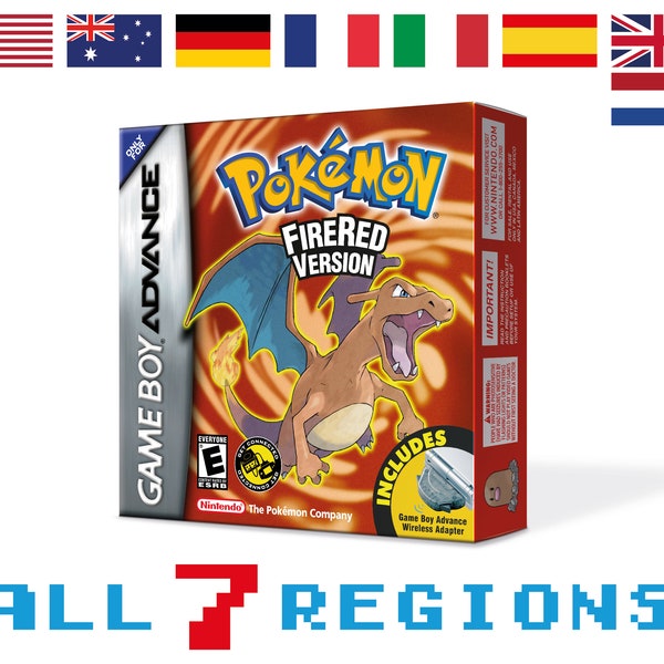 Pokemon Rouge Feu Boîte pour Game Boy Nintendo - 7 Regions - HQ - Plateau intérieur et étui de protection