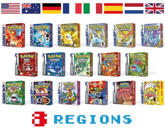 Pokemon All Versions 17 Boxes for Game Boy Nintendo - 8 Regions - HQ - Inner Trays & Protector Cases