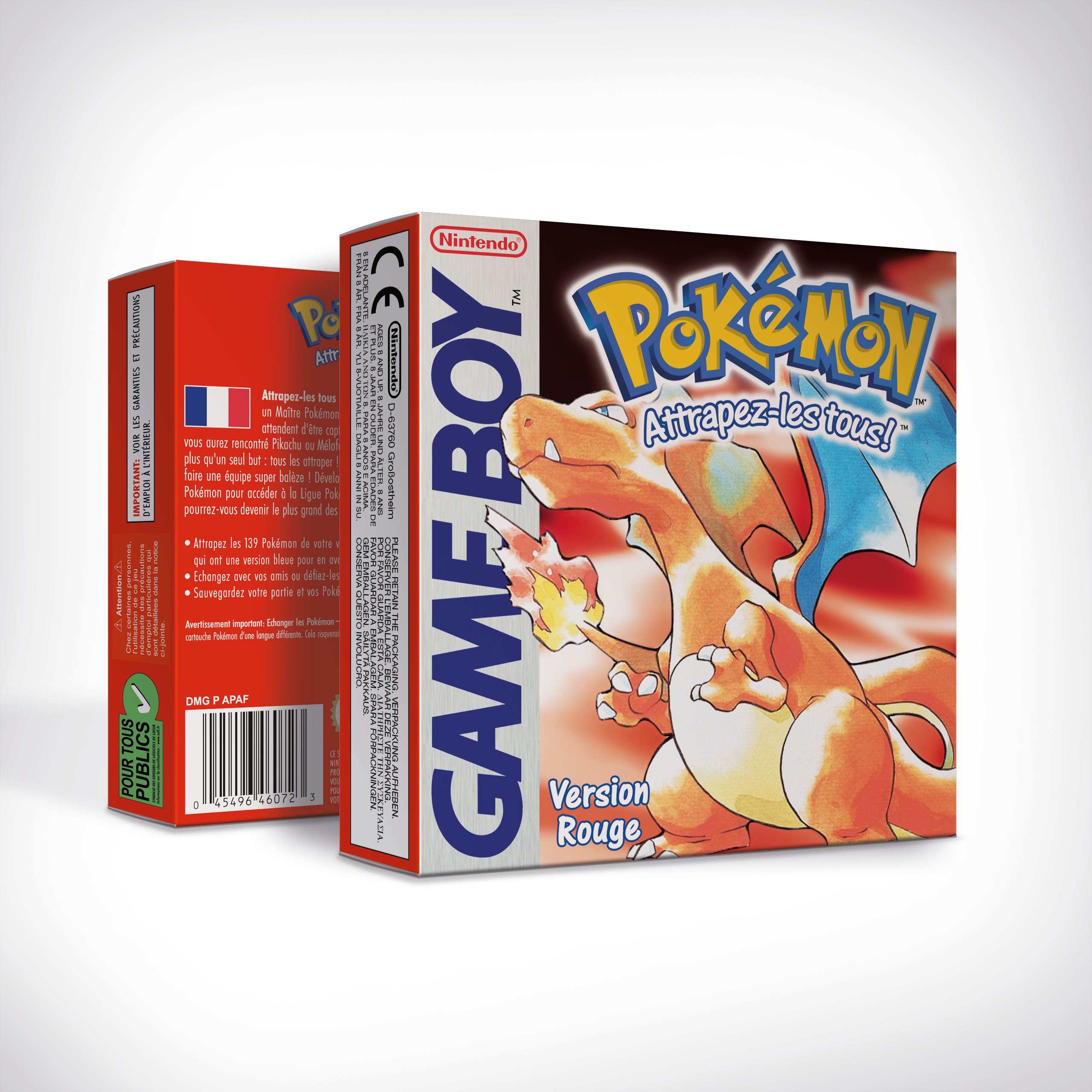 Pokemon Rouge Boîte pour Game Boy Nintendo 7 Régions HQ Plateau ...