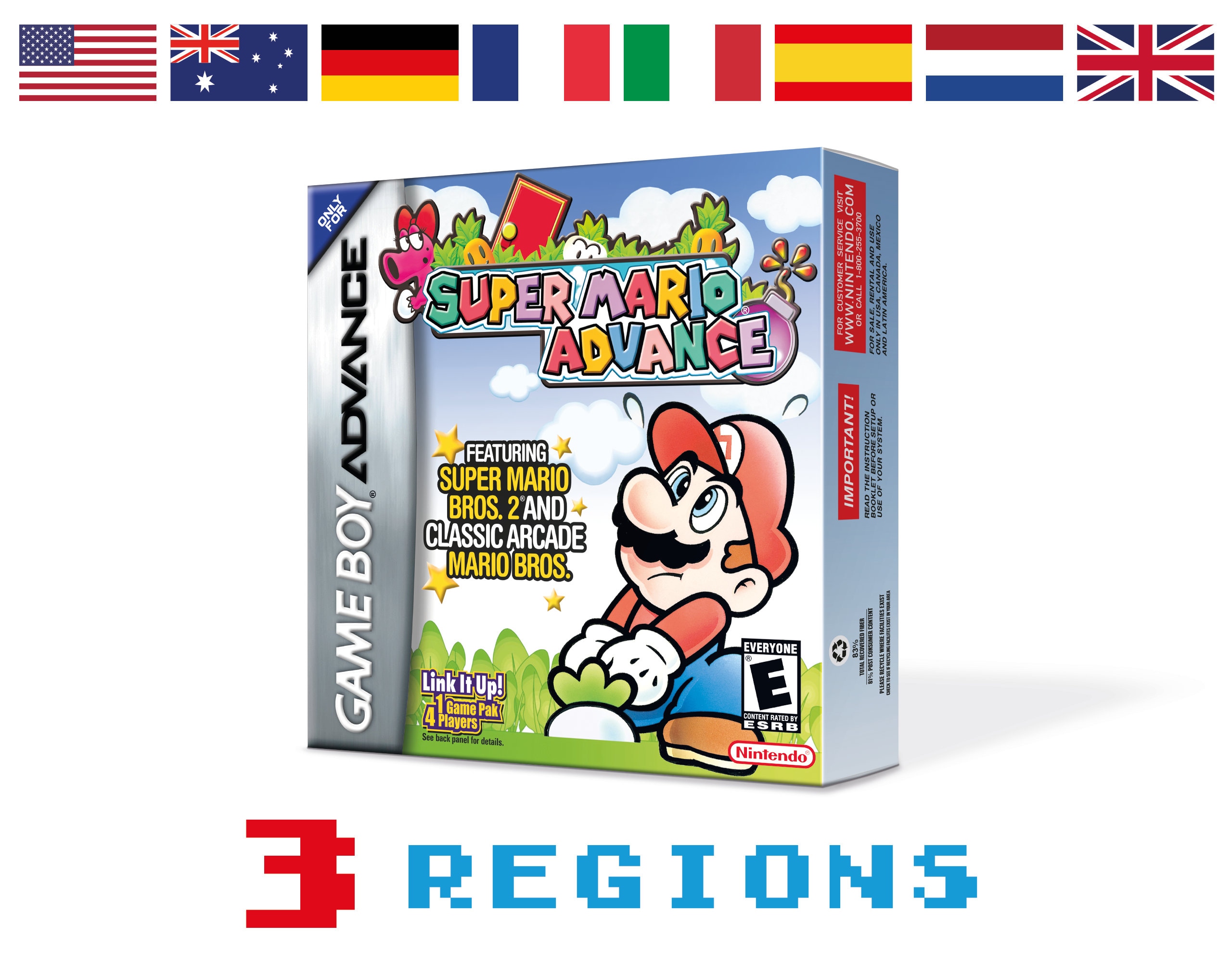 Super Mario Advance Box for Game Boy Nintendo - 3 Regions - HQ