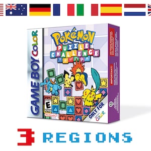 Pokemon Puzzle Challenge Box for Game Boy Nintendo - 3 Regions - HQ - Inner Tray & Protector Case
