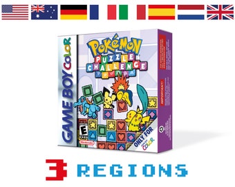 Pokemon Puzzle Challenge Ersatzbox für Game Boy Nintendo - 3 Regionen - HQ - Innenschale & Schutzhülle