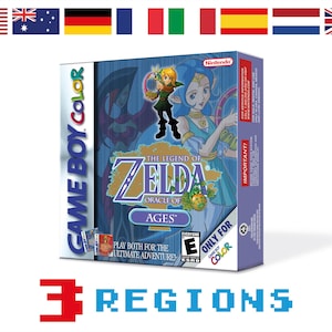 The Legend of Zelda Oracle of Ages Box for Game Boy Nintendo - 3 Regions - HQ - Inner Tray & Protector Case
