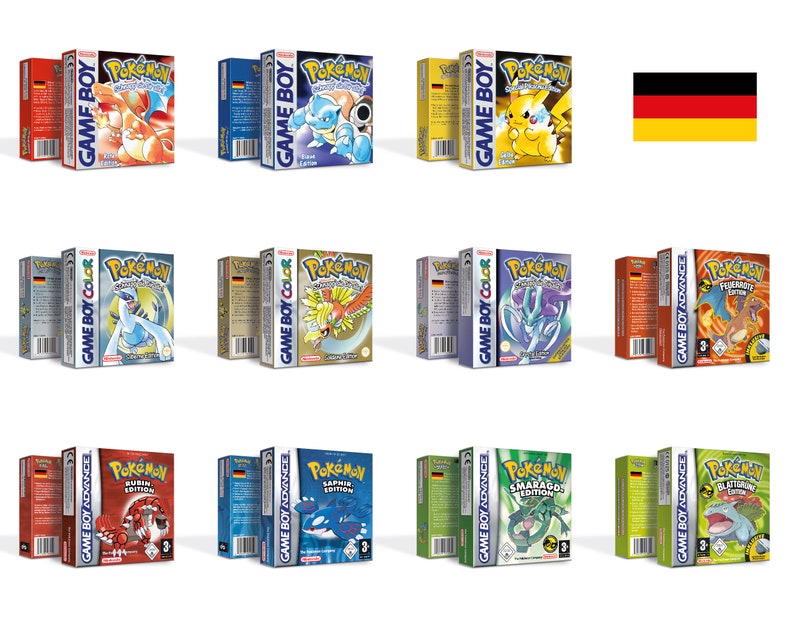 Pokemon 11 Versioni Scatole per Game Boy Nintendo 7 Regioni HQ Vassoi interni e custodie protettive German - PAL