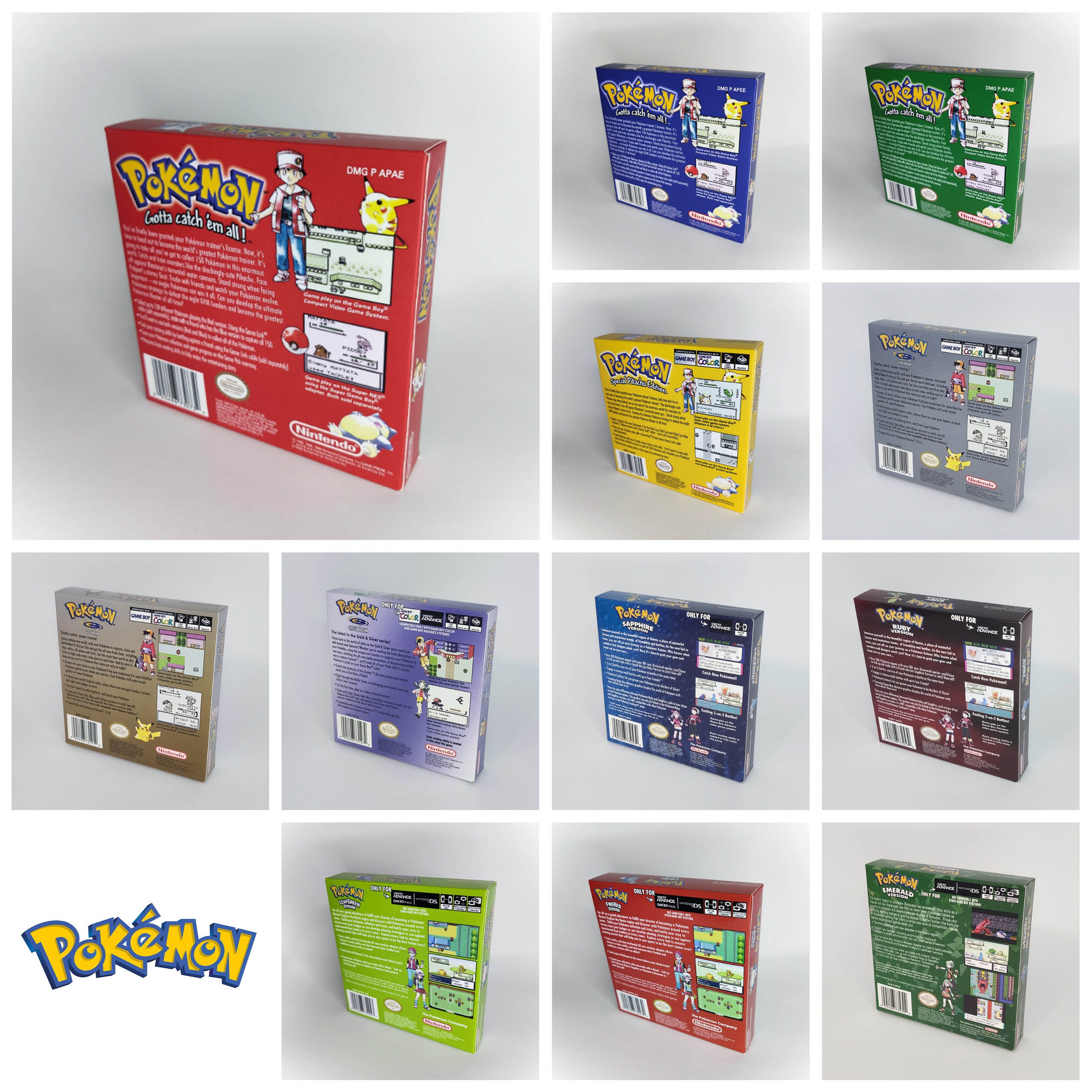 Pokemon All Versions Reproduction Replacement 12 Boxes for Game Boy  Nintendo - Etsy