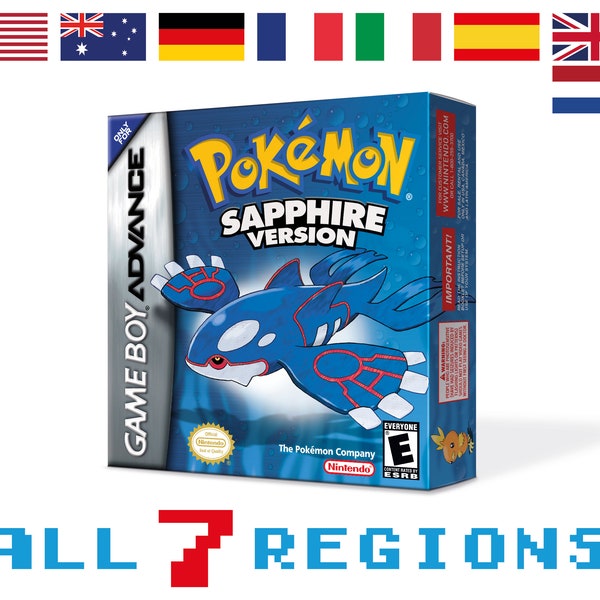 Pokemon Saphir Boîte pour Game Boy Nintendo - 7 Regions - HQ - Plateau intérieur et étui de protection