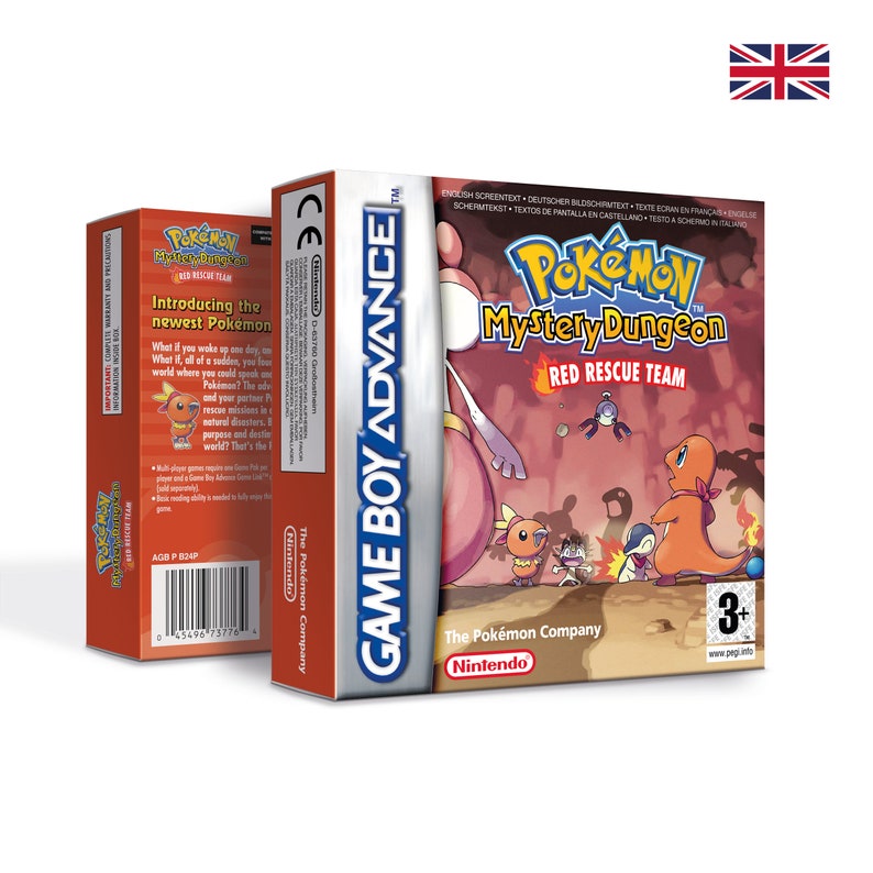 Pokemon Mystery Dungeon Red Rescue Team Box for Game Boy Nintendo 8 Regions HQ Inner Tray Protector Case English - PAL