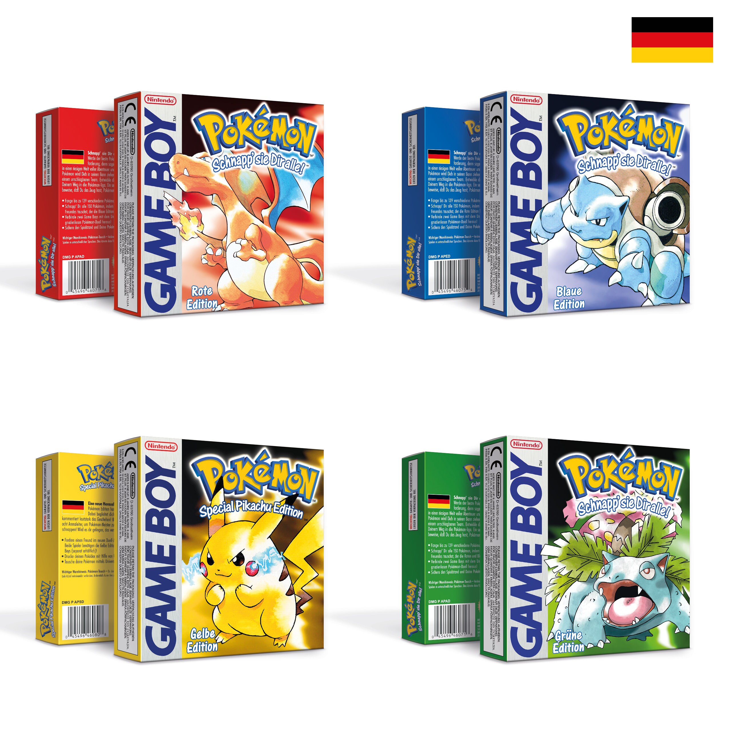 Pokemon Red Blue Yellow Green 4 Boxes for Game Boy Nintendo 4