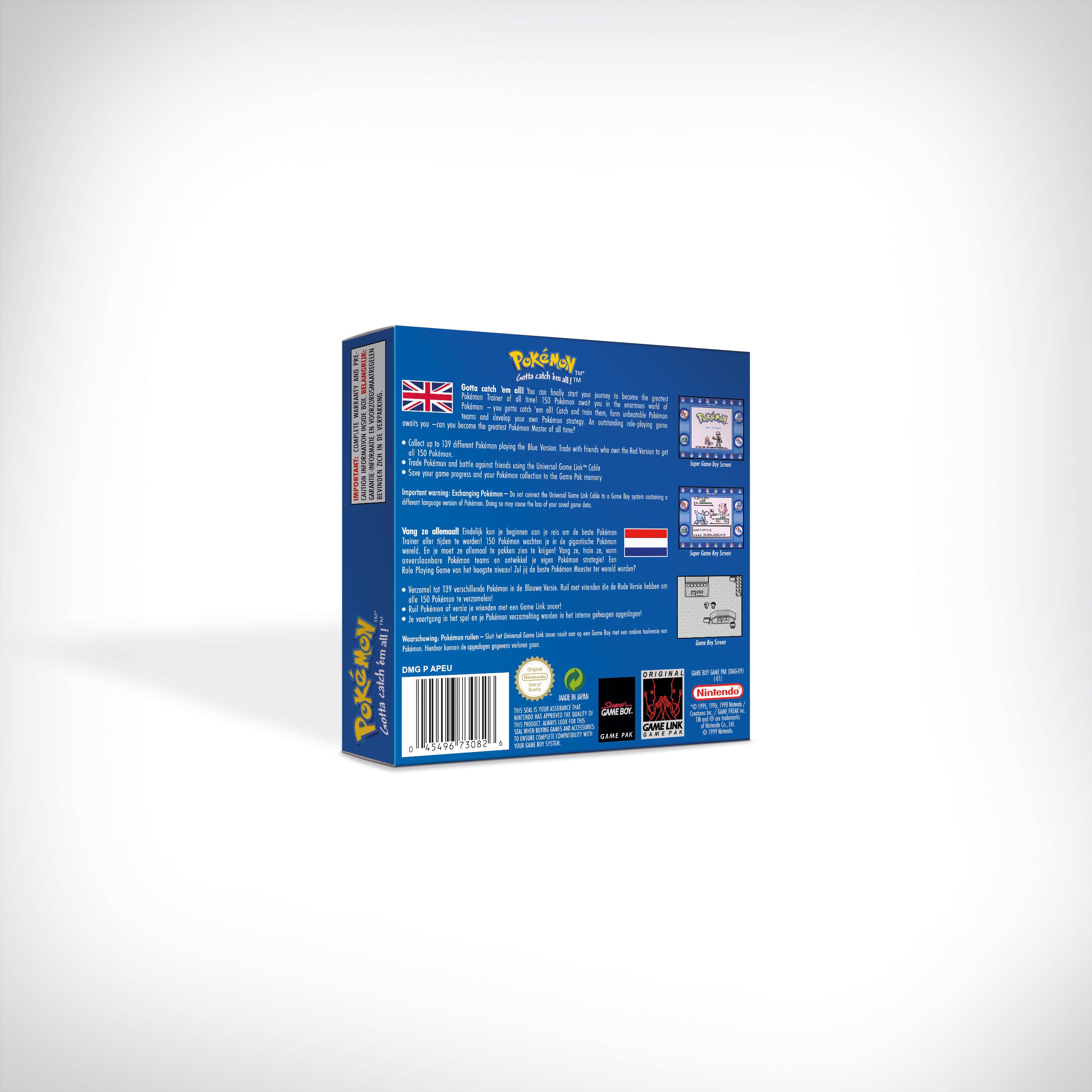 Pokemon Blue Box for Game Boy Nintendo UK/NL Version HQ Etsy