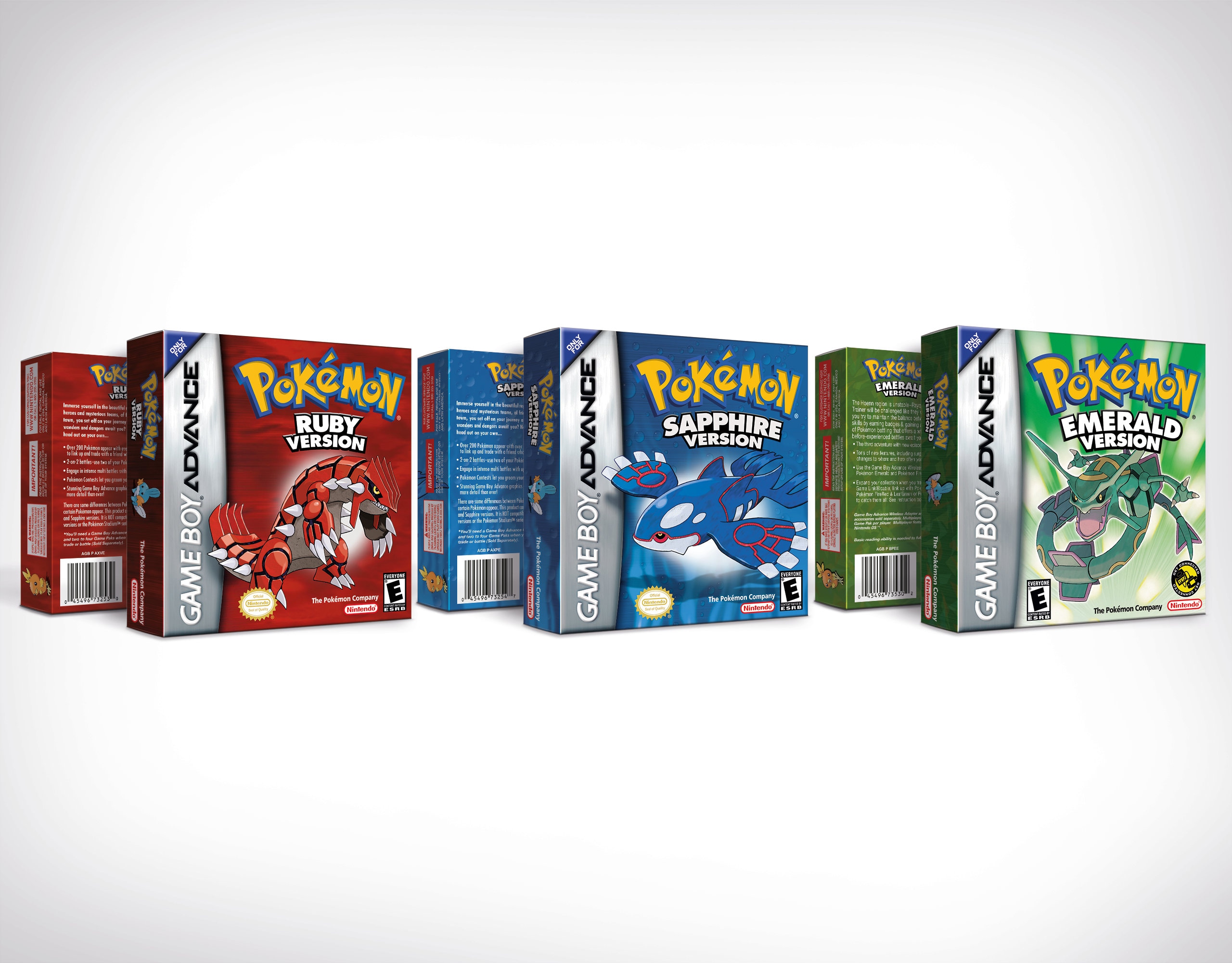 Pokemon Ruby Sapphire Emerald for Game Boy Nintendo - 7 Regions 