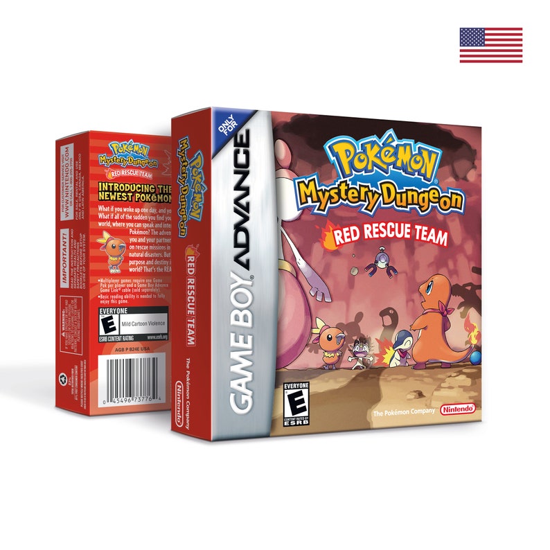 Pokemon Mystery Dungeon Red Rescue Team Box for Game Boy Nintendo 8 Regions HQ Inner Tray Protector Case USA - NTSC