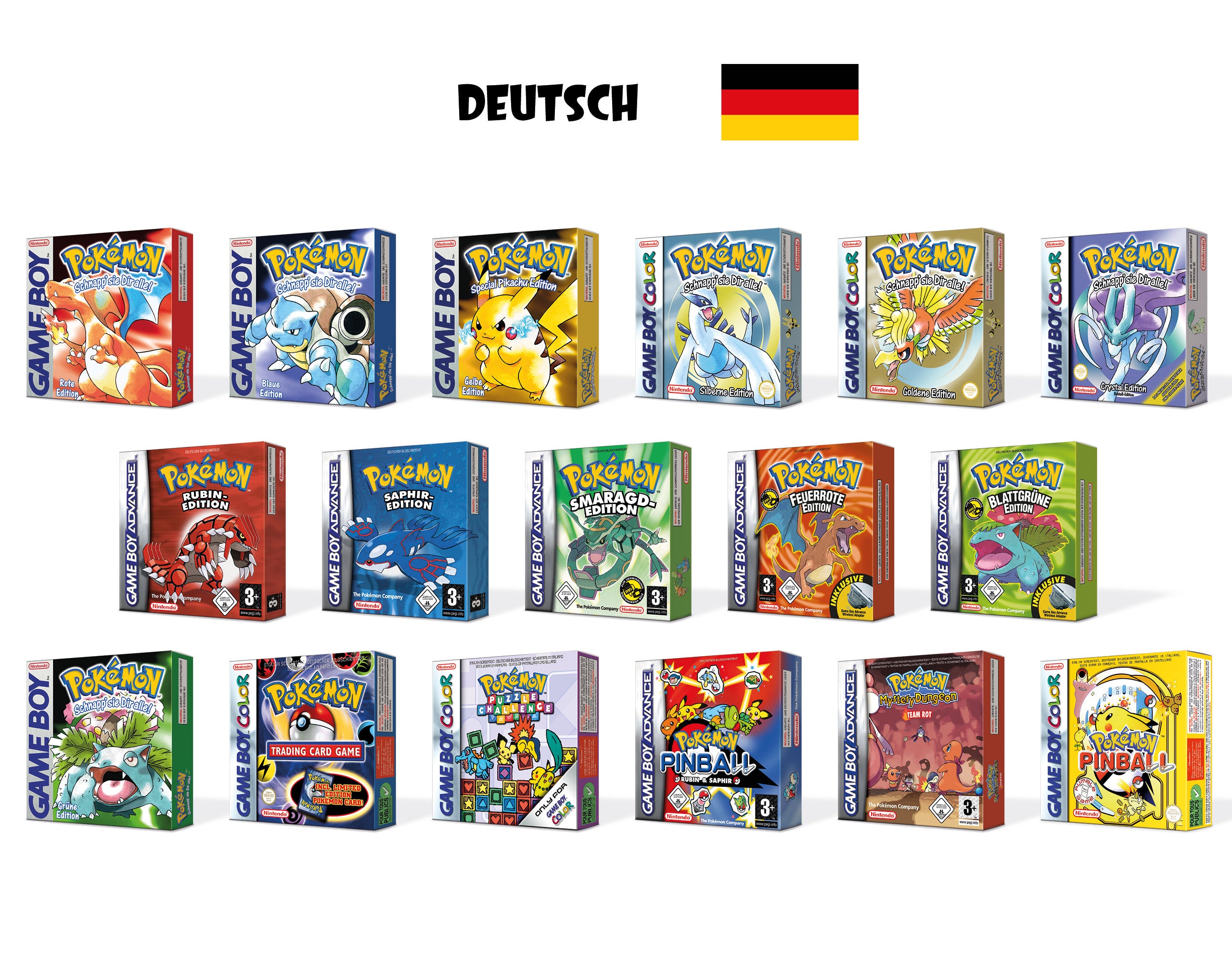 Pokemon All Versions 17 Boxes for Game Boy Nintendo - 8 Regions