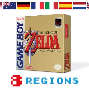 The Legend of Zelda Link's Awakening Caja para Game Boy Nintendo - 8 Regiones - HQ - Bandeja interior y funda protectora