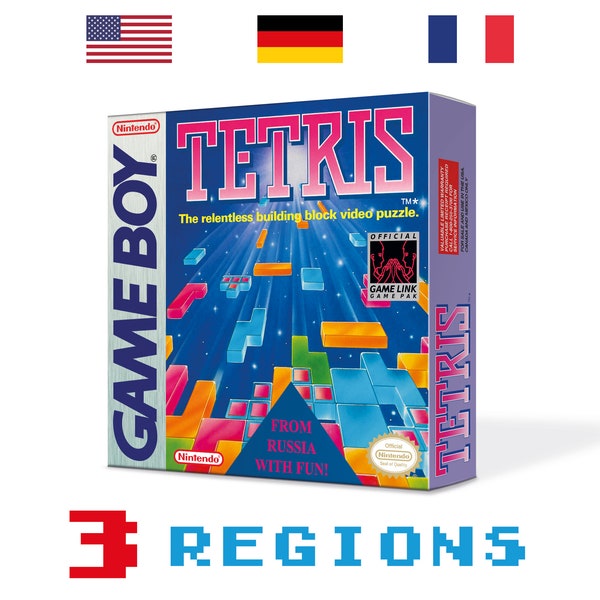 Tetris Ersatzbox für Game Boy Nintendo - 3 Regionen - HQ - Innenschale & Schutzhülle