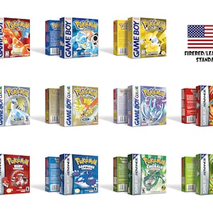 Pokemon 11 Versioni Scatole per Game Boy Nintendo 7 Regioni HQ Vassoi interni e custodie protettive USA - Standard