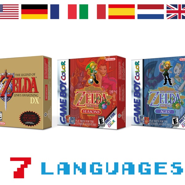 The Legend of Zelda 3 Boîtes pour Game Boy Color Nintendo - 7 Langues - HQ - Plateau intérieur et étui de protection
