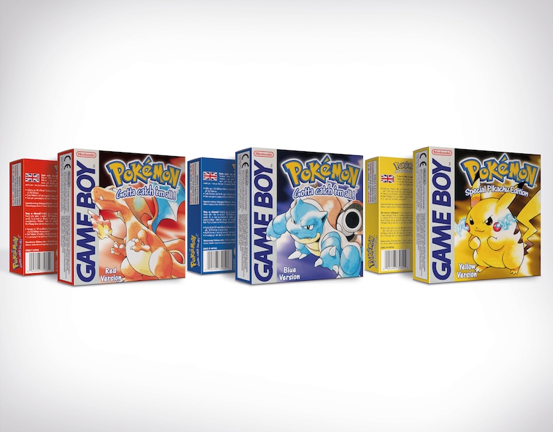Pokemon Rouge Bleue Jaune Boîtes pour Game Boy Nintendo 7 Régions HQ Plateau intérieur et étui de protection image 6