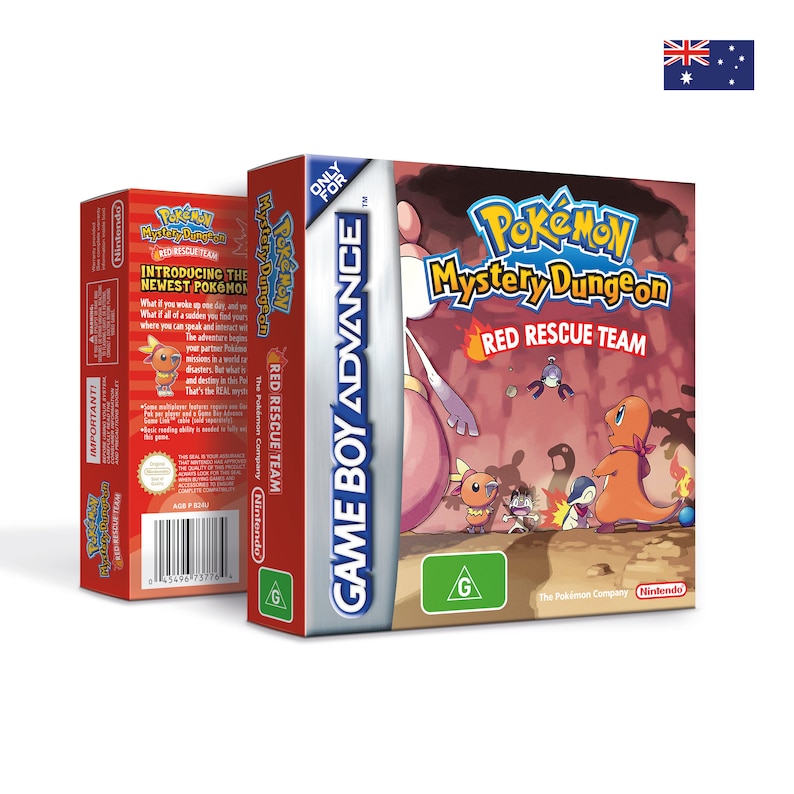 Pokemon Mystery Dungeon Red Rescue Team Box for Game Boy Nintendo 8 Regions HQ Inner Tray Protector Case Australian - PAL