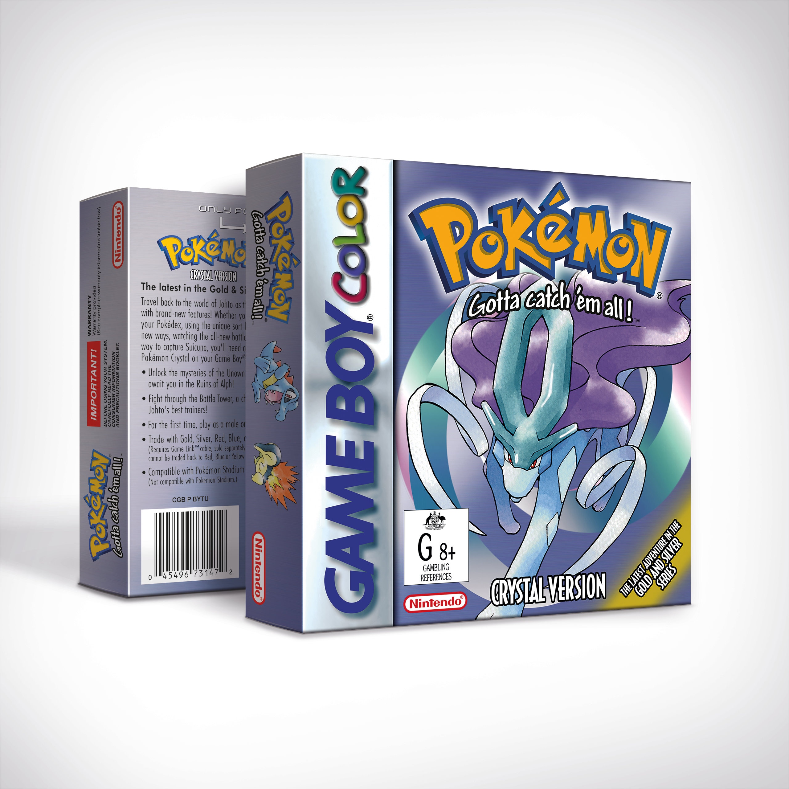 Pokemon Crystal Box for Game Boy Nintendo - 7 Regions - HQ - Inner