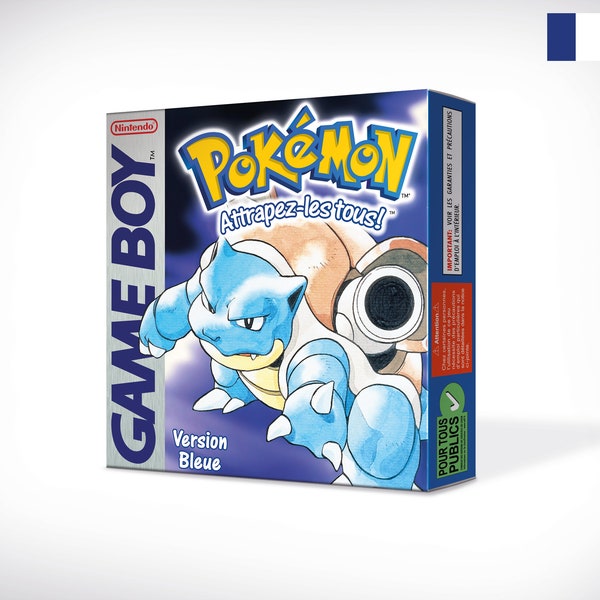 Pokemon Bleue Box for Game Boy Nintendo - FR Version - HQ - Inner Tray & Protector Case