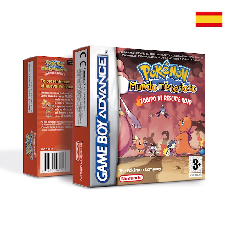 Pokemon Mystery Dungeon Red Rescue Team Box for Game Boy Nintendo 8 Regions HQ Inner Tray Protector Case Spanish - PAL