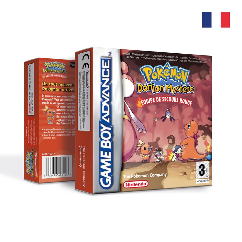 Pokemon Mystery Dungeon Red Rescue Team Box for Game Boy Nintendo 8 Regions HQ Inner Tray Protector Case French - PAL