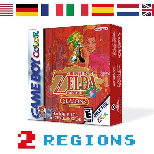 The Legend of Zelda Oracle of Seasons Ersatzbox für Game Boy Nintendo - 2 Regionen - HQ - Innenschale & Schutzhülle