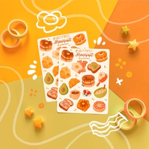 Foglio di adesivi per la colazione / adesivi estetici per la colazione, bullet journal, journaling, amico di penna, cancelleria, planner