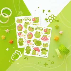Feelin' Froggy Sticker Bogen | Süße Frosch Sticker, Bullet Journal, Journaling, Brieffreundin, Schreibwaren, Planer, Scrapbooking
