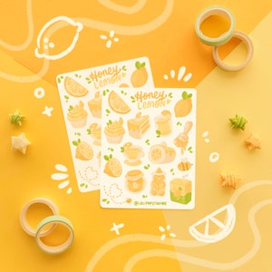 Honey Lemon Sticker Sheet | cute lemon stickers, bullet journal, journaling, pen pal, stationery, planner