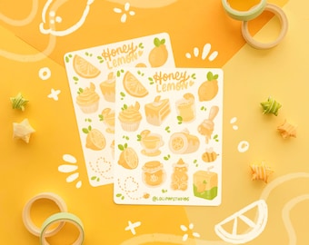 Honey Lemon Sticker Sheet | cute lemon stickers, bullet journal, journaling, pen pal, stationery, planner