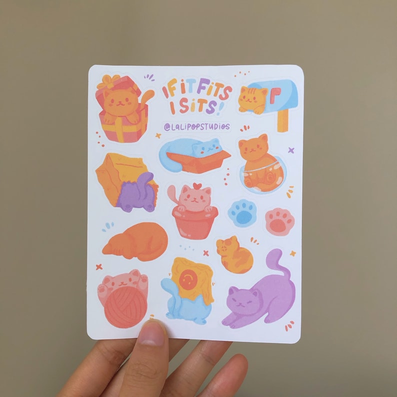 Cute Cats Sticker Sheet | Cute Cat Stickers, Bullet Journal, Journaling ...
