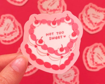 Niet te zoete cake-vinylsticker | Matte waterdichte vinylsticker, laptopsticker, waterflessticker, esthetische vintage cakesticker