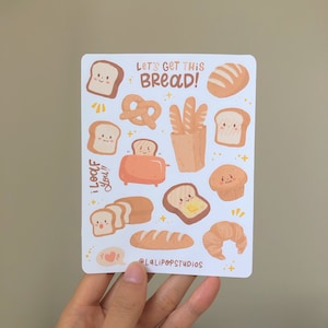 Let's Get This Bread Sticker Sheet cute aesthetic stickers, bullet journal, journaling, pen pal, stationery, planner image 2
