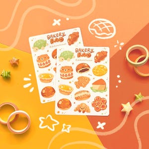 Bakery Bao Sticker Sheet | asian bakery stickers, bun bread pastry stickers, bullet journal, journaling, pen pal, stationery, planner