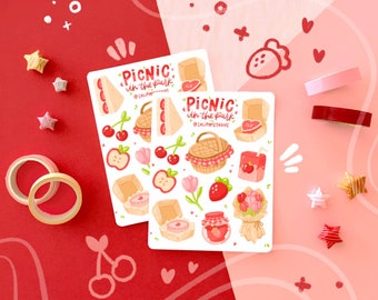 Picnic in the Park Sticker Sheet | cute picnic stickers, bullet journal, journaling, pen pal, stationery, planner